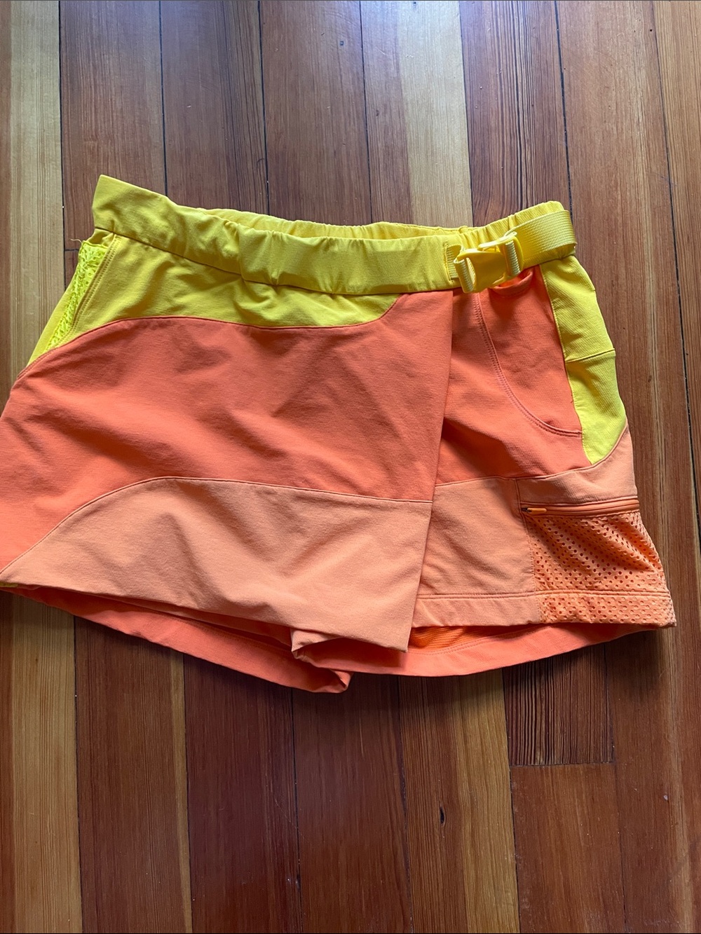 Outdoor Voices Orange and Yellow Athletic Skort with Belt
